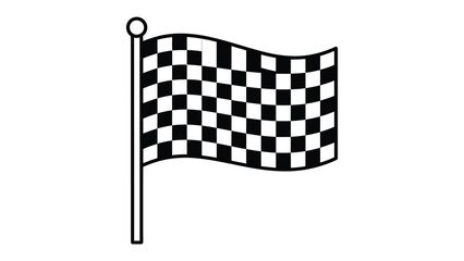 Obraz premium Checkered Flag: A classic checkered flag flutters proudly on a flagpole, symbolizing the culmination of a race or competition.