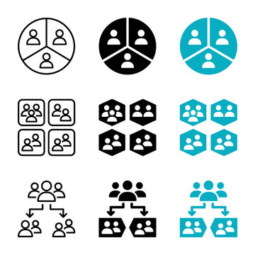 Organizational Chart And Team Structure Icons Set