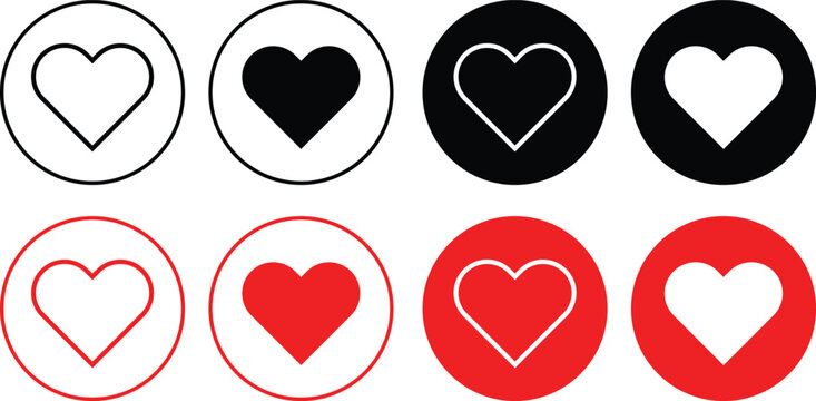 Heart love icon set. romance emotion affection feeling symbols