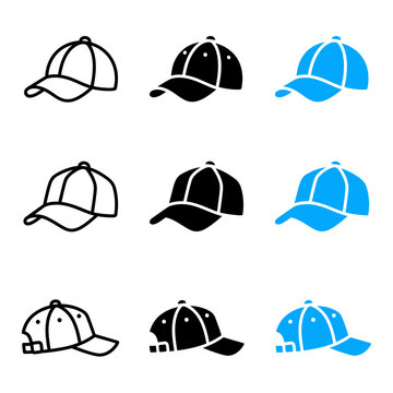 Set Of Baseball Caps In Different Styles