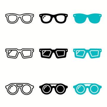 Set Of Different Style Glasses Icons
