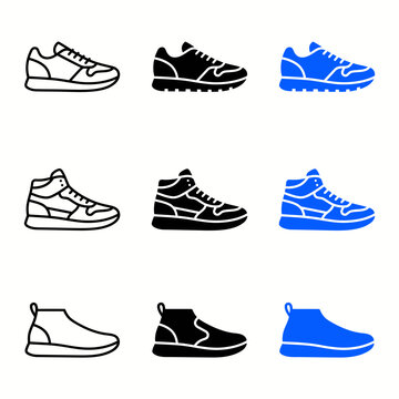 Set Of Different Style Running Shoes Illustration