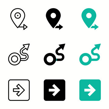 Set Of Direction Map Location Icons