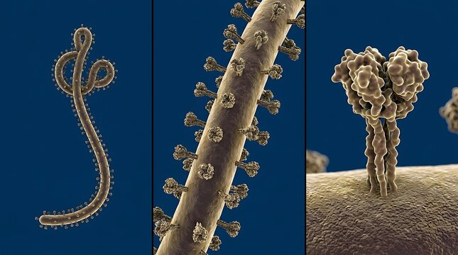 Scientific visualization set of ebola virus morphology and surface proteins