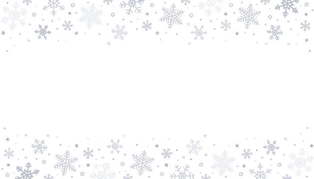 A delicate snowflake pattern creates a wintery frame against a white background ideal for seasonal designs snowflakes snowfall frost icy winter holiday ornament