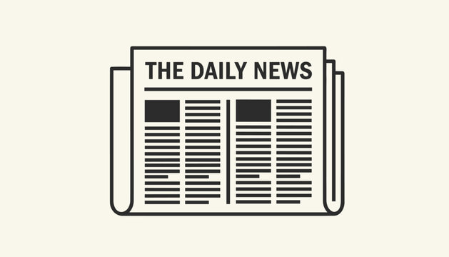 Traditional newspaper layout titled THE DAILY NEWS with two columns of black text blocks and two dark image placeholders.