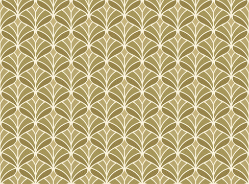Abstract geometric leaf seamless pattern. Art deco botanical vector background.