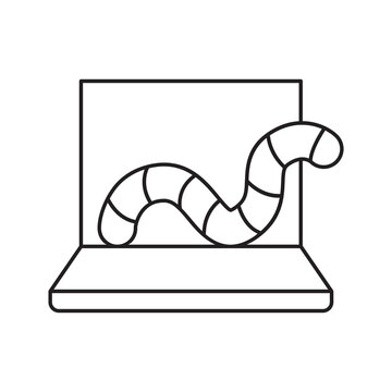 Computer Worm Virus And Laptop Malware Icon