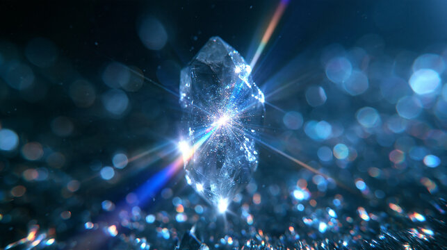 Glowing Crystal Emitting Radiant Light and Prismatic Sparks