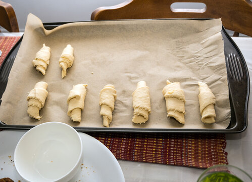 Pastry on cookie sheet