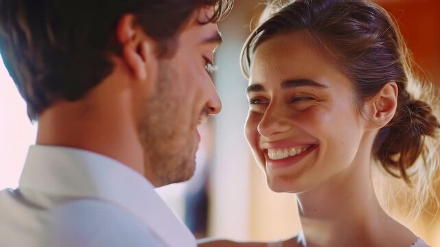 Close-up of a Happy Couple Sharing a Joyful Moment