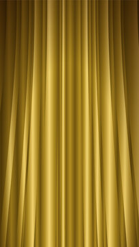 Closed Golden Curtain Cinema Theater Vertical Background Vector Illustration