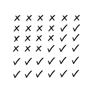 Checkbox vector pattern grid with check and cross symbols