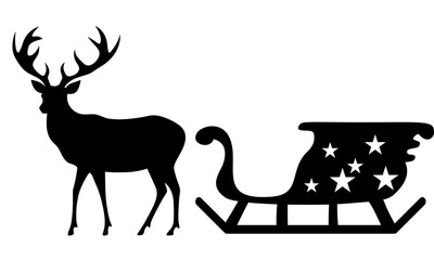 Christmas reindeer and santa sleigh silhouette  © Tweentysix