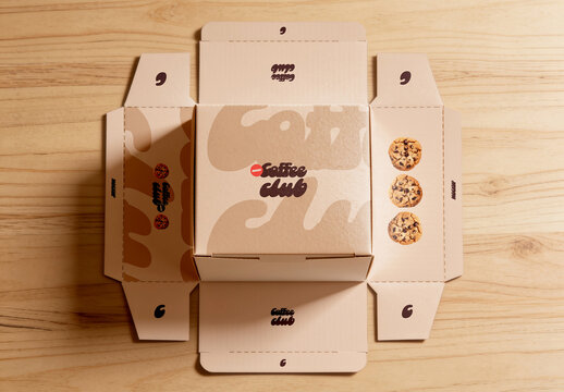 Unfolded Cardboard Box Dieline Mockup