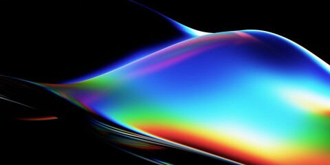 Fototapeta premium Abstract iridescent background design, colorful reflections on glass, 3d render