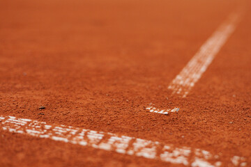 Obraz premium Clay tennis court line marking game boundary