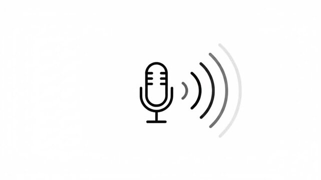Minimalist Voice Recognition Microphone Sound Wave Technology Animation
