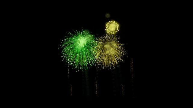 Cocos Keeling Islands Flag Color Fireworks Centered 3D Animation