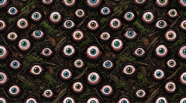Spooky eye pattern on dark Halloween background