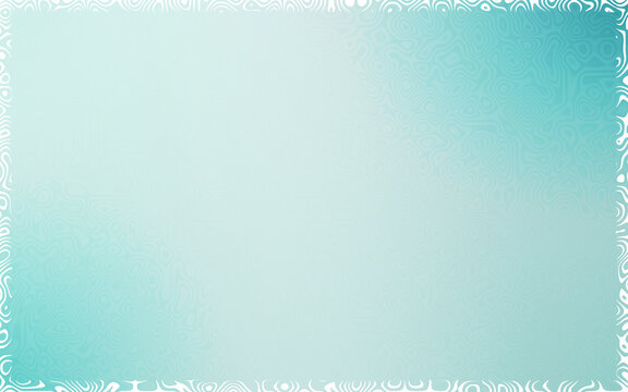 Light aqua turquoise abstract gradient background with grainy texture and frosted edge frame for card and poster design