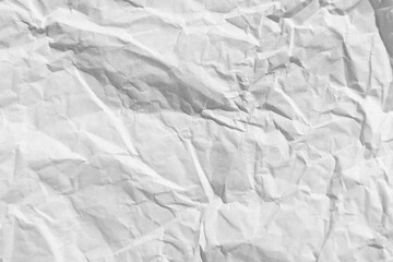 Fototapeta premium White crumpled paper texture with realistic wrinkles, folds, creases and natural shadows. Detailed neutral surface for graphic design, print, packaging, collage, stationery, mockups and overlays.