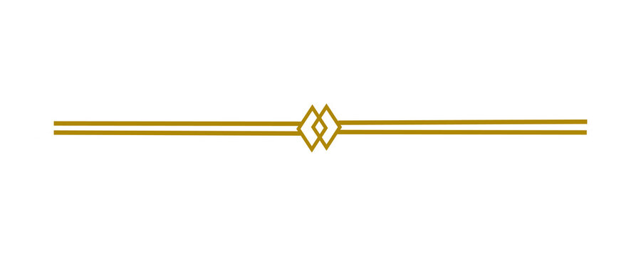 Elegant gold line divider with geometric rhombus shape element for luxury design projects