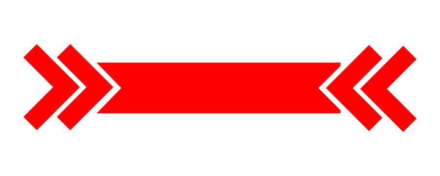 Red banner shape with chevron arrow points on both sides for web design and labels