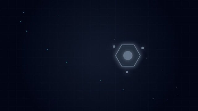 Digital Document Scanner Icon Animation with Glowing Hexagon Interface