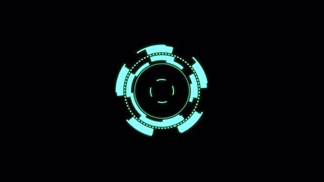 HUD circle loading futuristic screen overlay. Hi-tech Hologram, Loading, target, High Tech Concept. Transparent background. 4K Resolution