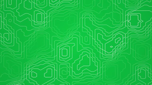 Abstract Green Topographic Map Contour Lines Background Loop Seamless Animated White Elevation Line Circuit Pattern for Tech and GIS Data