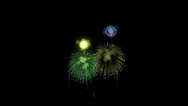 Comoros Flag Color Fireworks Centered 3D Animation