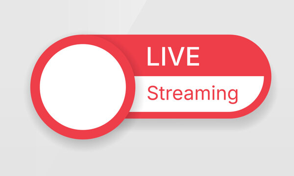 Red live streaming lower third banner graphic with avatar photo placeholder