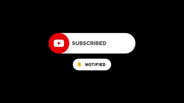 Subscribe and notification (bell) element animation on a black background