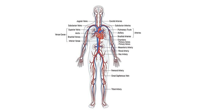 Anatomical diagram of human circulatory system
