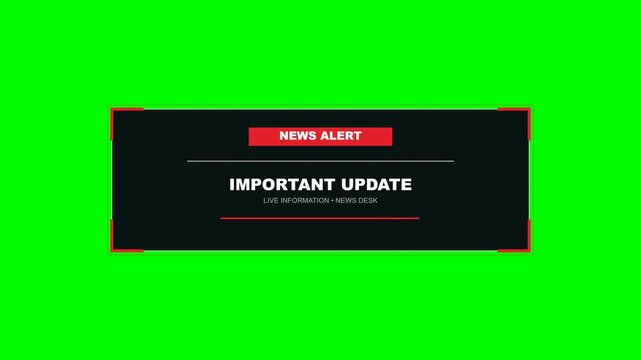 News alert lower third graphics with important update text