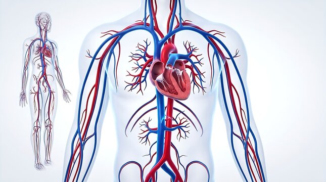 Human anatomy showing heart and vascular system