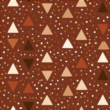 Earth tone micro  pattern, miniature triangles, cocoa grains, caramel dots.