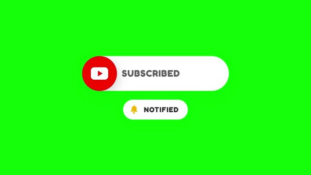 A simple, modern "SUBSCRIBE" button and bell icon animation, set against a green background.