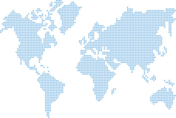 Fototapeta premium Blue Dotted World Map Vector