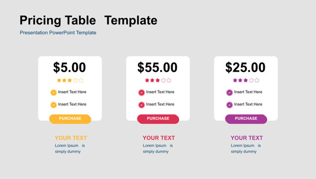 Pricing and Table - Infographic Template