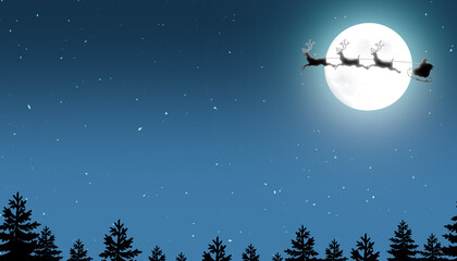 Santa sleigh border background, Christmas night sky © Rawpixel.com