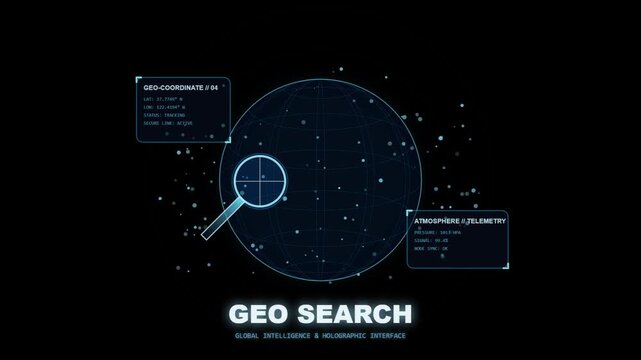 Holographic Interface Showing Geo Coordinates Seamless Motion Loop 4K