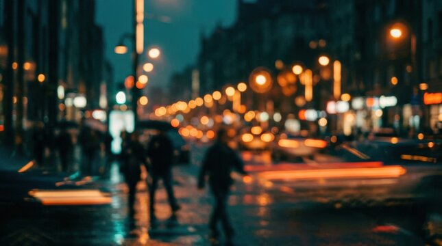Dreamy out-of-focus scene with teal shadows and glowing orange lights, cinematic abstract photography, strong complementary color palette, soft motion blur, atmospheric nightlife or creative