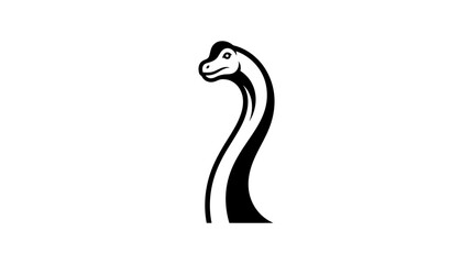 Cartoon Brontosaurus Head and Neck Silhouette Isolated on White Background, Vector Illustration © Lonte