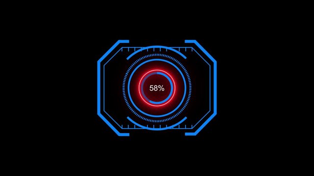 Animated neon modern loading gauge symbol, motion graphics animation video of 4k..