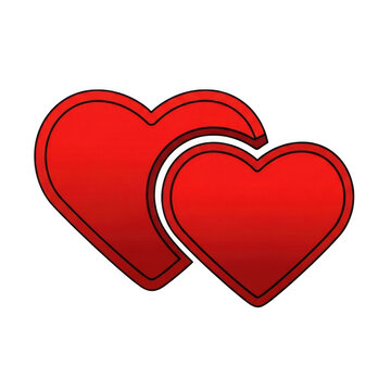 Two red hearts joined together in love