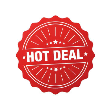 Red hot deal sale badge with distressed edges