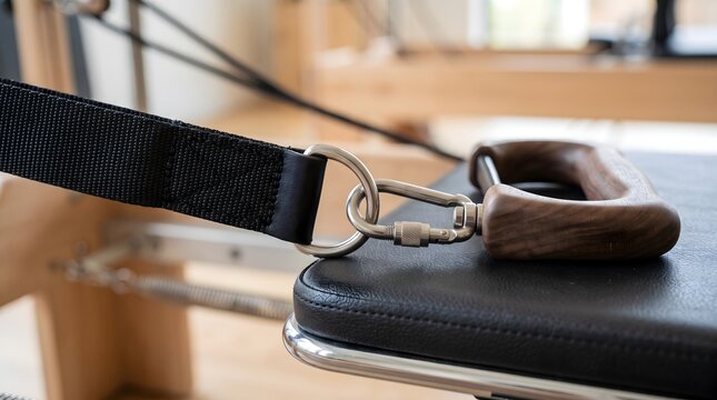 Pilates reformer machine handle and strap for fitness exercise training