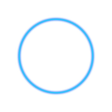 Futuristic Neon Glowing Blue Light Ring Isolated on Transparent Background